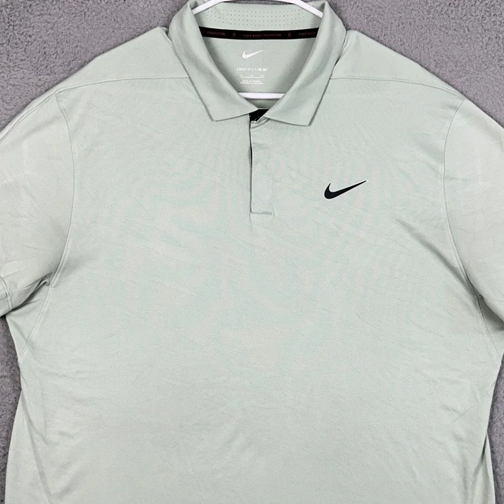 Nike Tiger Woods Collection Polo Mens XL Dri-FIT ADV Seafoam Green Golf Rugby